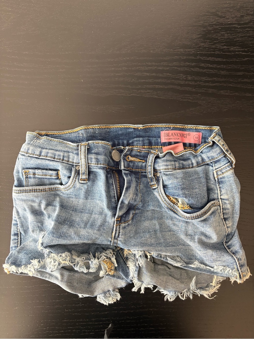 Blank NYC Light Blue Distressed Low-Rise Denim Shorts